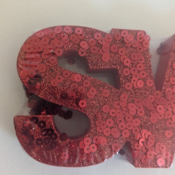 NWT Red Sequin Glitter Sweet Sign Block Letters Home Decor Blingy Christmas Gift - Picture 3 of 5